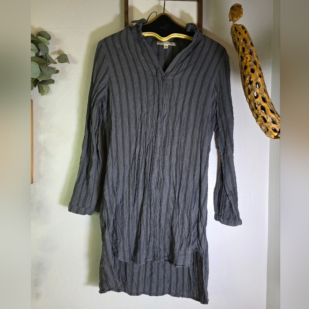 Cloth And Stone Anthropologie Gray Striped Women's Tunic Dress Size Medium - Picture 1 of 6
